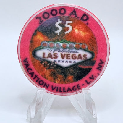 Vacation Village Las Vegas Nevada 1999 'Millennium' LE $5 Casino Chip V3625
