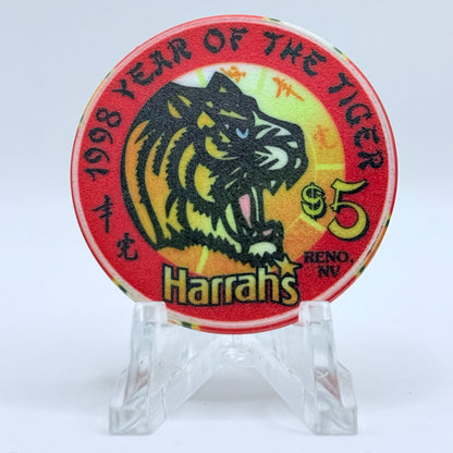 Harrah's Reno Nevada 1998 'Year of the Tiger' LE $5 Casino Chip N9884