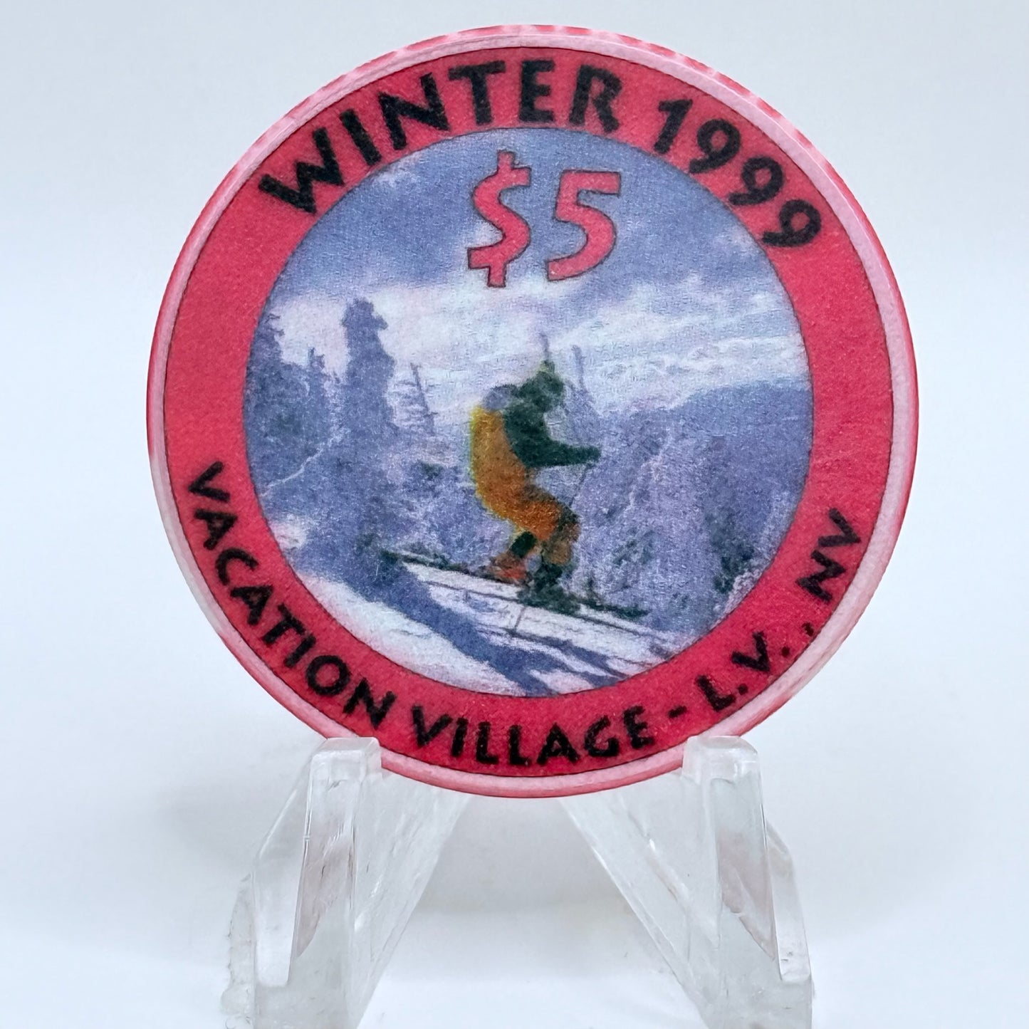 Vacation Village Las Vegas Nevada 1999 'Winter' LE $5 Casino Chip V3628
