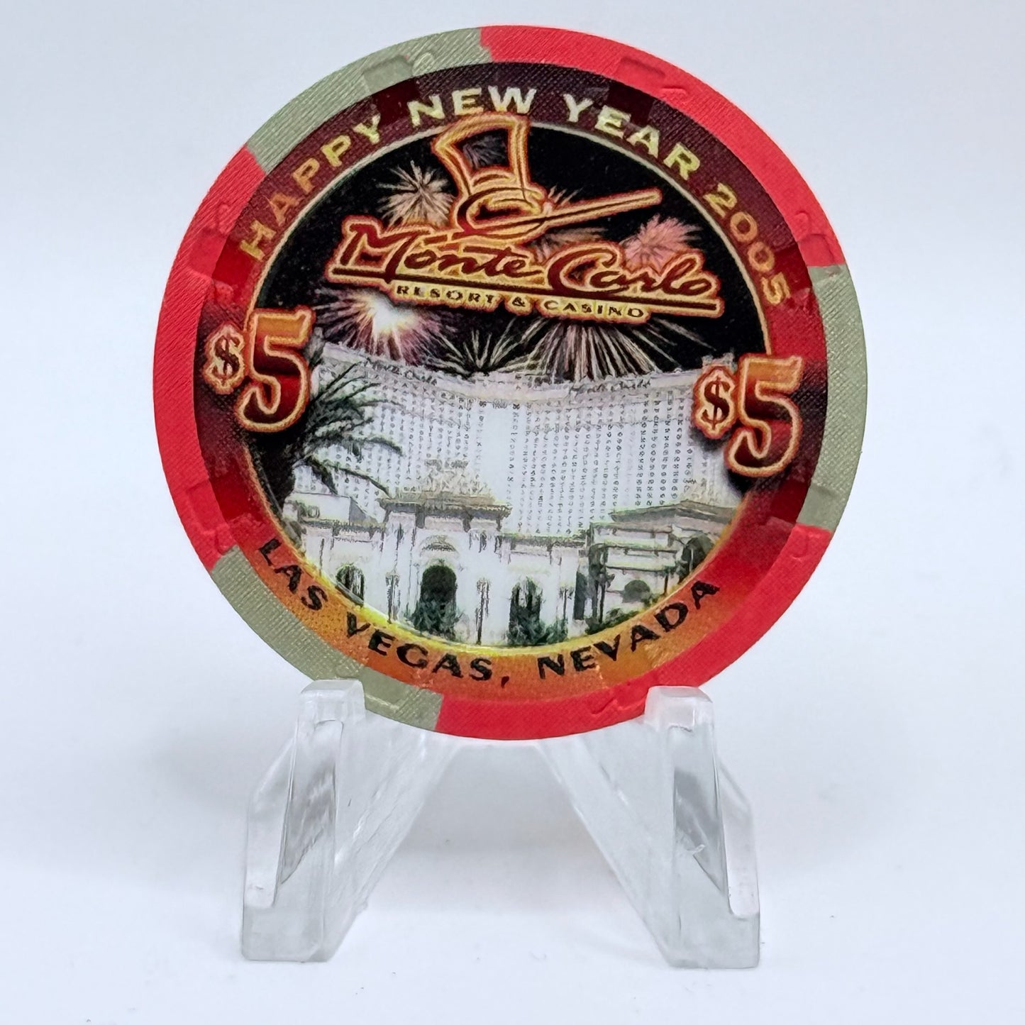 Monte Carlo Resort & Casino Las Vegas Nevada 2005 'New Year' LE $5 Casino Chip E4166