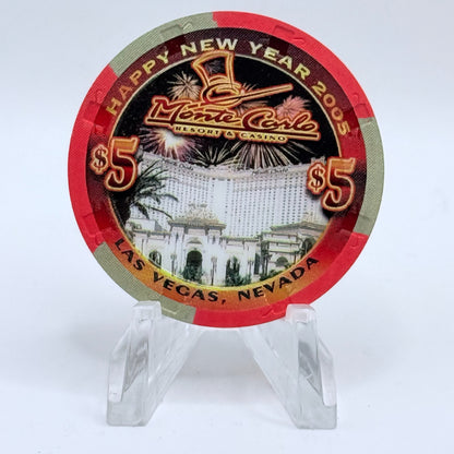 Monte Carlo Resort & Casino Las Vegas Nevada 2005 'New Year' LE $5 Casino Chip E4166