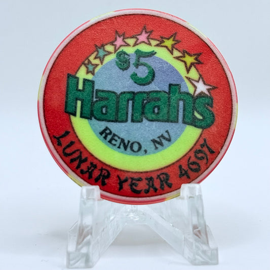 Harrah's Reno Nevada 1999 'Year of the Rabbit' LE $5 Casino Chip V2716