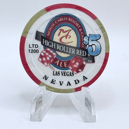 Monte Carlo Resort & Casino Las Vegas Nevada 1998 'High Roller Red' LE $5 Casino Chip V1158