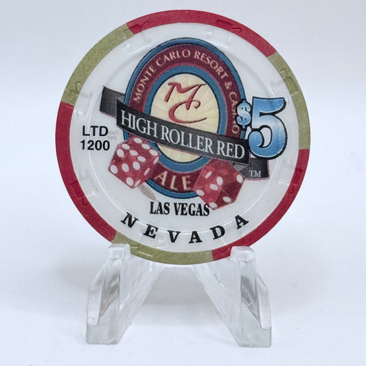 Monte Carlo Resort & Casino Las Vegas Nevada 1998 'High Roller Red' LE $5 Casino Chip V1158