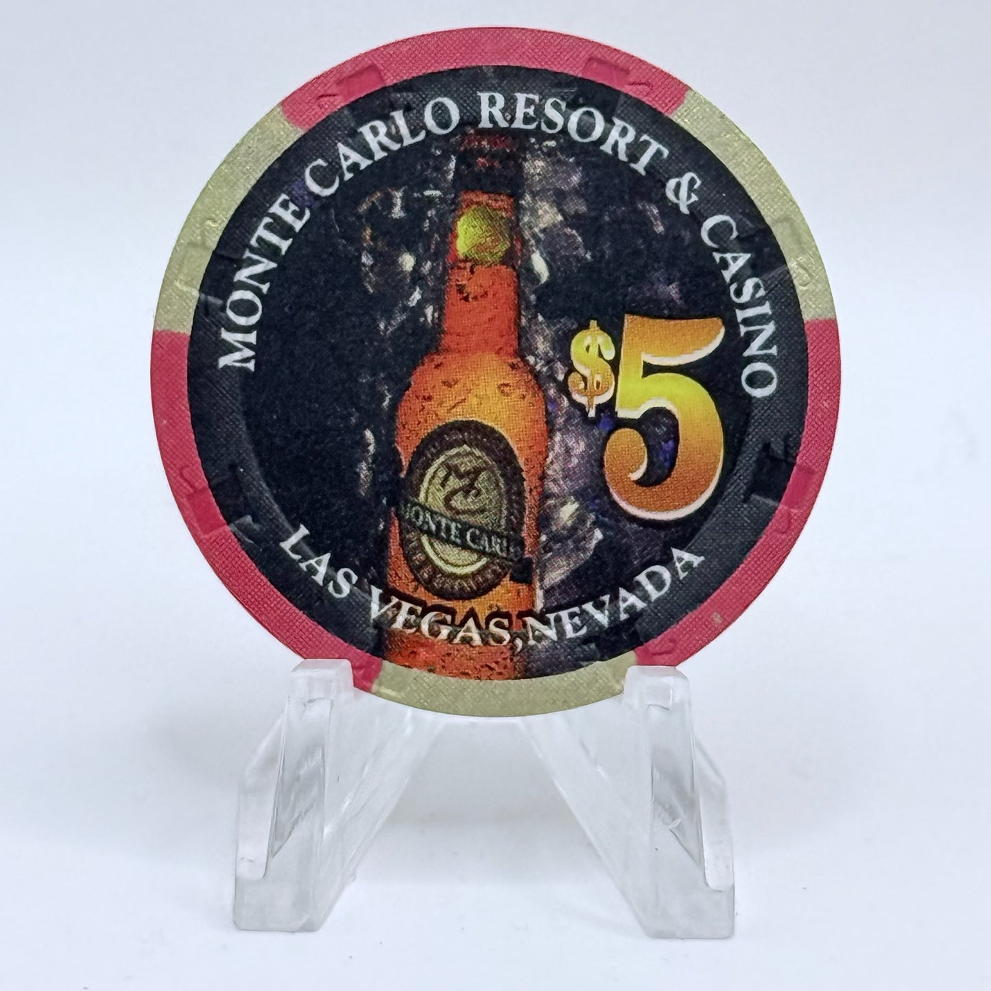 Monte Carlo Resort & Casino Las Vegas Nevada 1998 'High Roller Red' LE $5 Casino Chip V1158
