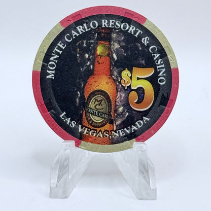 Monte Carlo Resort & Casino Las Vegas Nevada 1998 'High Roller Red' LE $5 Casino Chip V1158