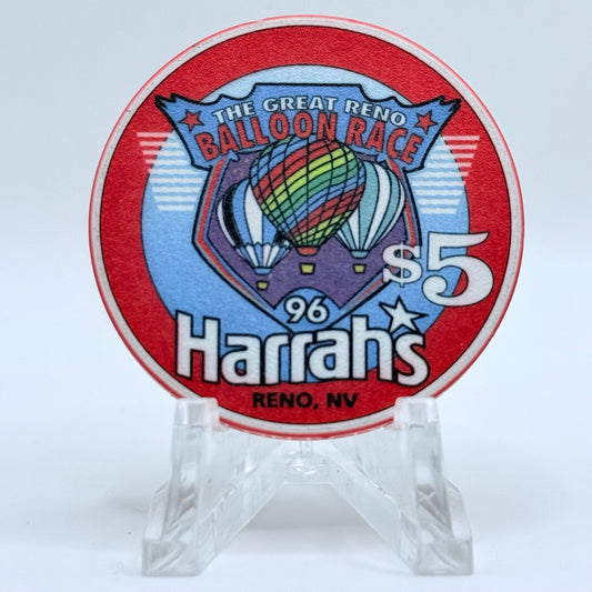 Harrah's Reno Nevada 1996 'The Great Reno Balloon Race' LE $5 Casino Chip N8529
