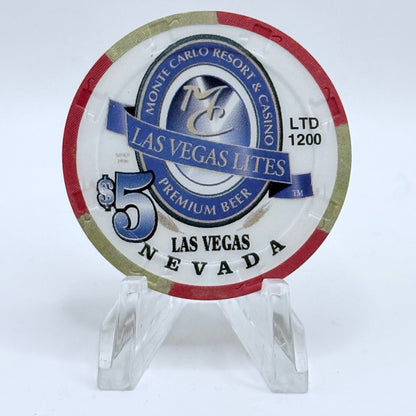 Monte Carlo Resort & Casino Las Vegas Nevada 1998 'Las Vegas Lites - Purple Logo' LE $5 Casino Chip V1160