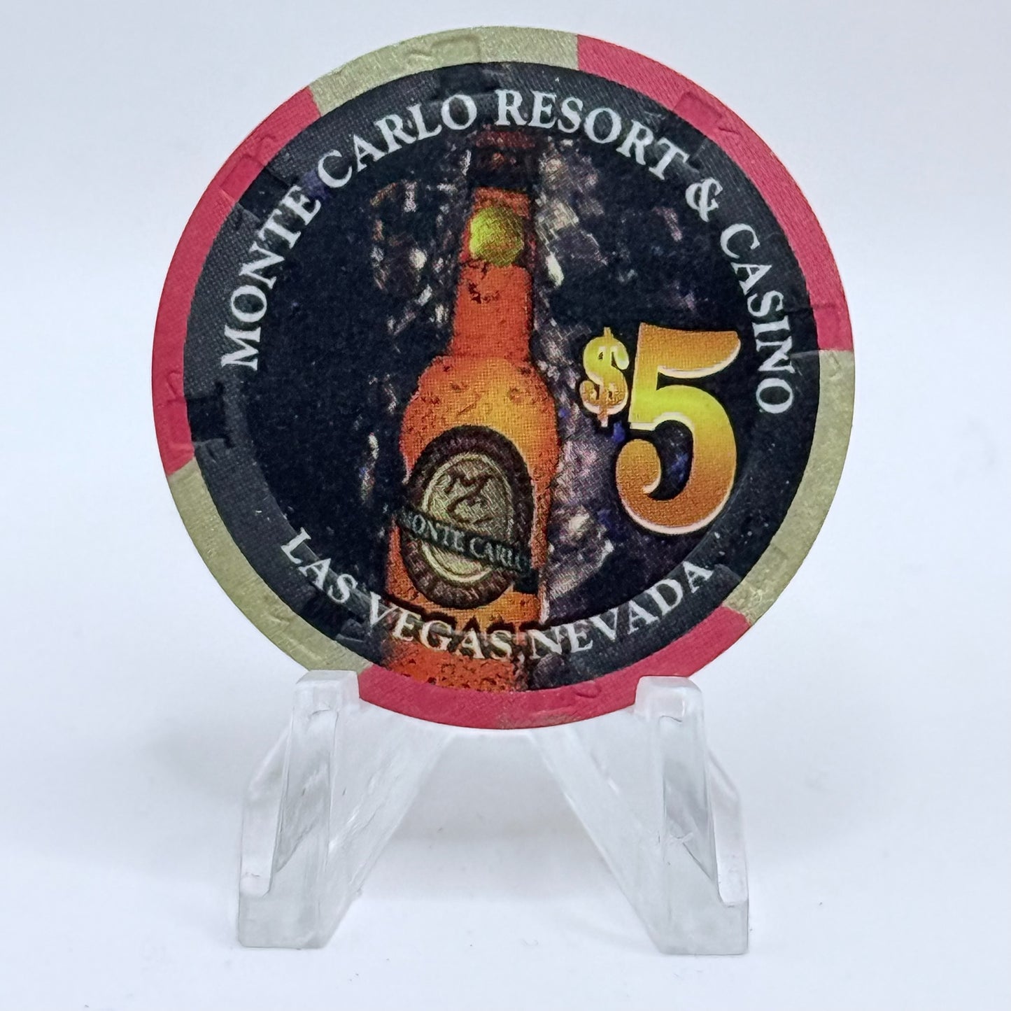 Monte Carlo Resort & Casino Las Vegas Nevada 1998 'Las Vegas Lites - Purple Logo' LE $5 Casino Chip V1160