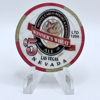 Monte Carlo Resort & Casino Las Vegas Nevada 1998 'Winner's Wheat' LE $5 Casino Chip V1162