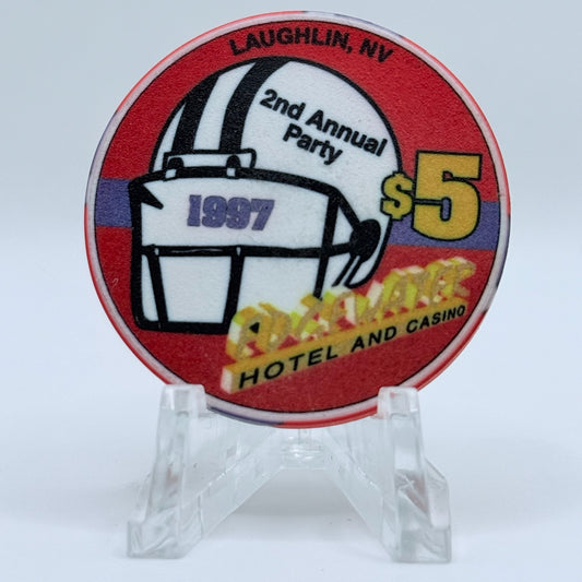 Edgewater Laughlin Nevada 1997 'Superbowl XXXI' LE $5 Casino Chip N8169