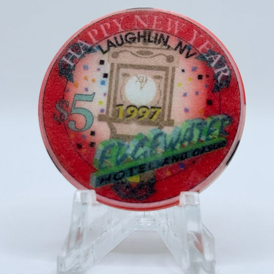 Edgewater Laughlin Nevada 1997 'New Year' LE $5 Casino Chip N0604