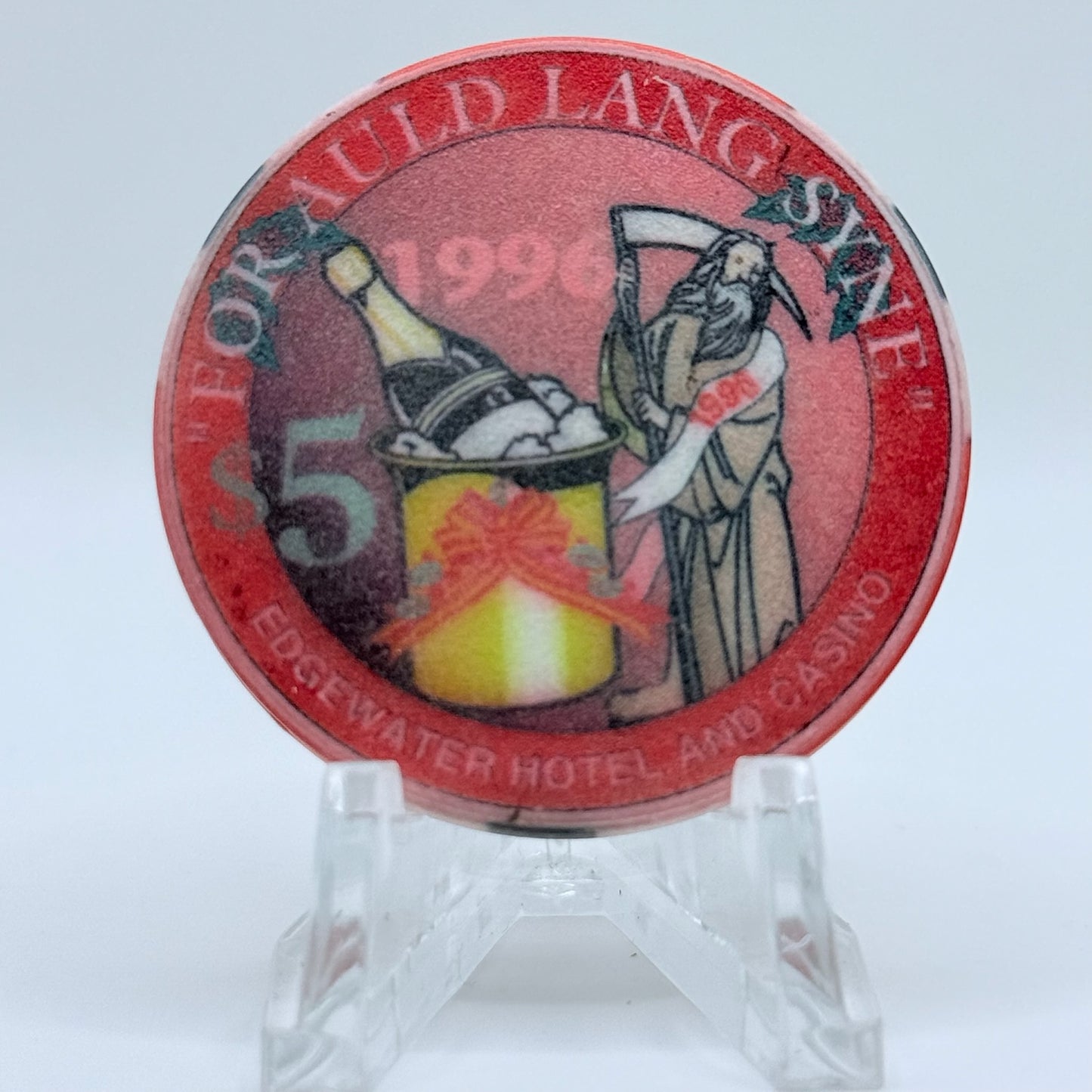 Edgewater Laughlin Nevada 1997 'New Year' LE $5 Casino Chip N0604