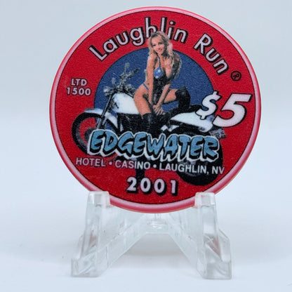Edgewater Laughlin Nevada 2001 'Laughlin Run' LE $5 Casino Chip V8393