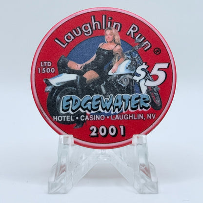 Edgewater Laughlin Nevada 2001 'Laughlin Run' LE $5 Casino Chip V8393