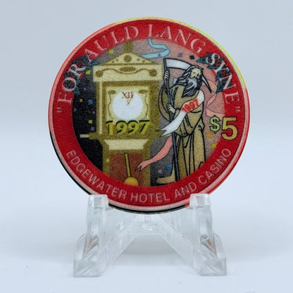 Edgewater Laughlin Nevada 1997 'Happy New Year' LE $5 Casino Chip N9579
