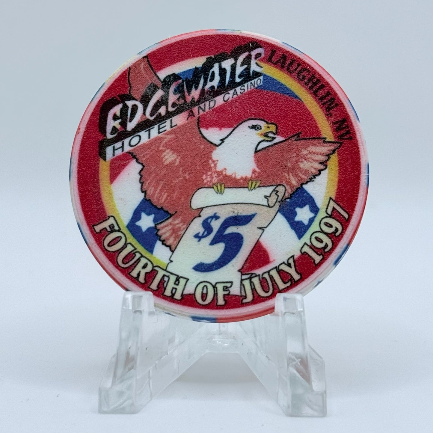 Edgewater Laughlin Nevada 1997 'Fourth of July' LE $5 Casino Chip N9580