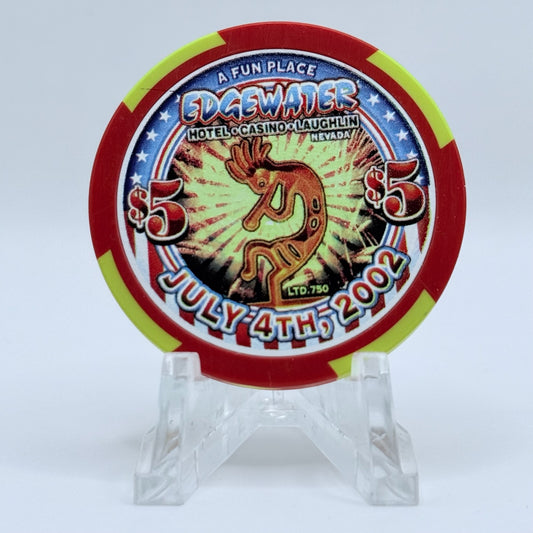 Edgewater Laughlin Nevada 2002 'July 4th' LE $5 Casino Chip E0359