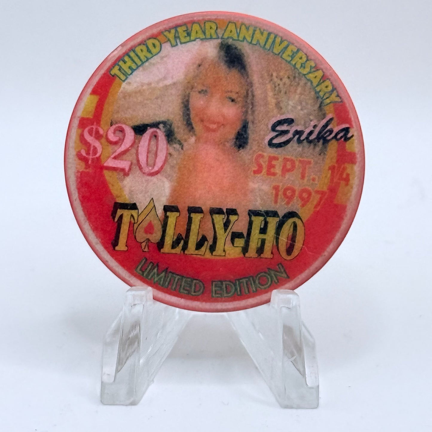 Tally-Ho Las Vegas Nevada 1997 '3rd Anniversary' LE $20 Casino Chip V1638