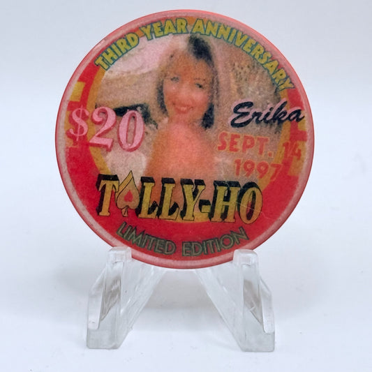 Tally-Ho Las Vegas Nevada 1997 '3rd Anniversary' LE $20 Casino Chip V1638