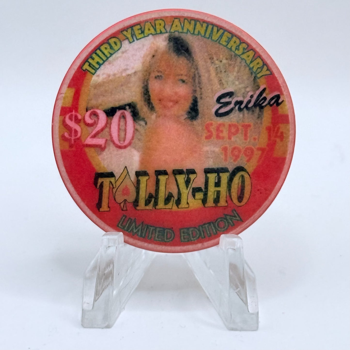 Tally-Ho Las Vegas Nevada 1997 '3rd Anniversary' LE $20 Casino Chip V1638