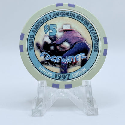Edgewater Laughlin Nevada 1997 'Third River Stampede' LE $5 Casino Chip N9577