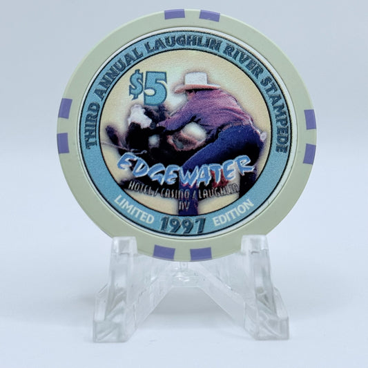 Edgewater Laughlin Nevada 1997 'Third River Stampede' LE $5 Casino Chip N9577