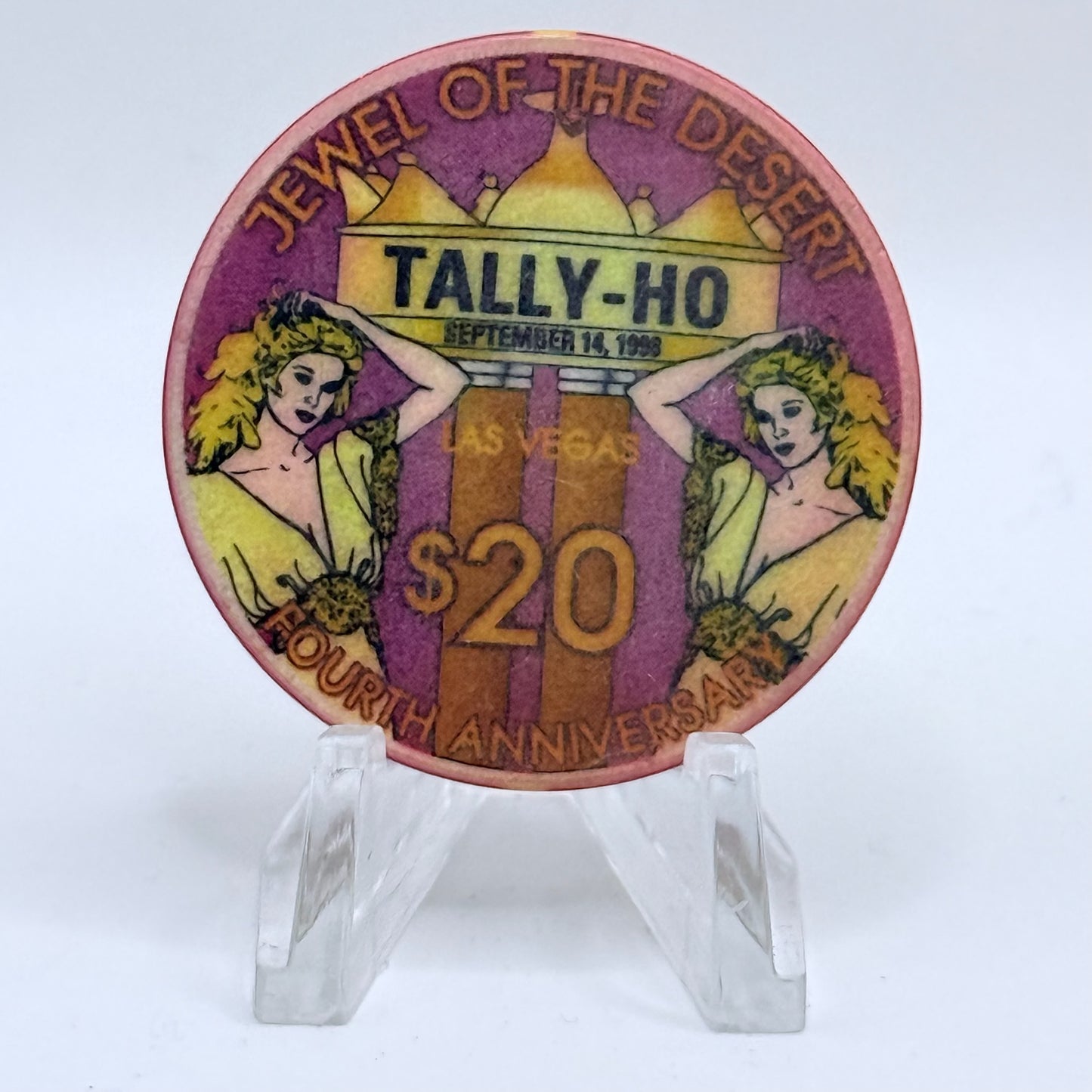 Tally-Ho Las Vegas Nevada 1998 '4th Anniversary' LE $20 Casino Chip