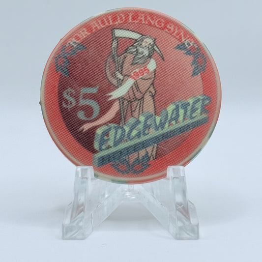 Edgewater Laughlin Nevada 1996 'Happy New Year, For Auld Land Syne' LE $5 Casino Chip N0604