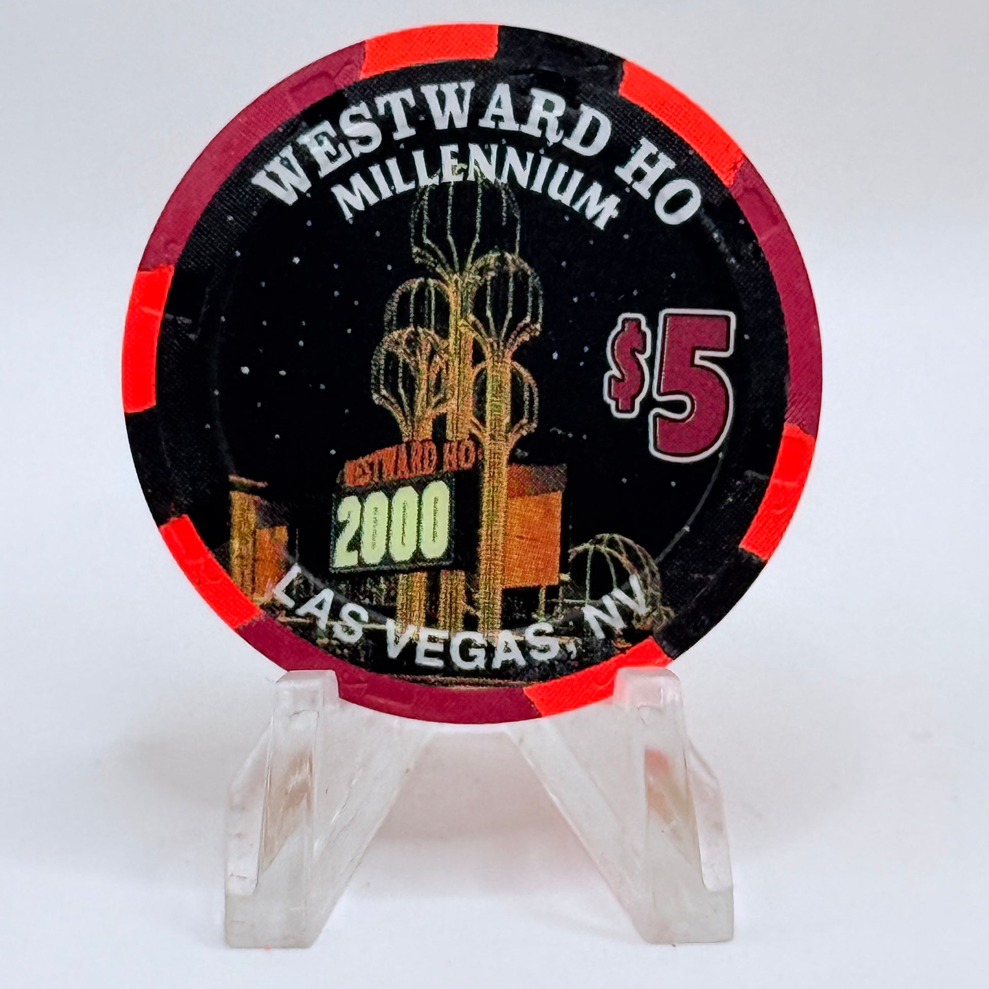Westward Ho Las Vegas Nevada 1999 'Grubstake, Millennium' LE $5 Casino Chip V6020