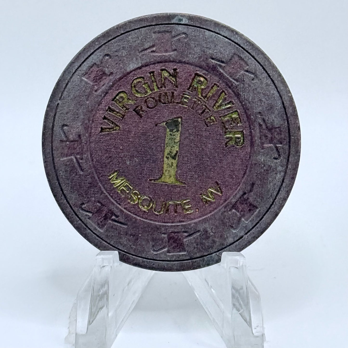 Virgin River Mesquite Nevada 1990 Series 1 Roulette Casino Chip E8870