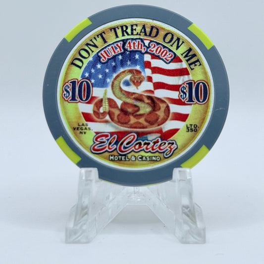 El Cortez Las Vegas Nevada 2002 'Don't Tread On Me' LE $10 Casino Chip E0378