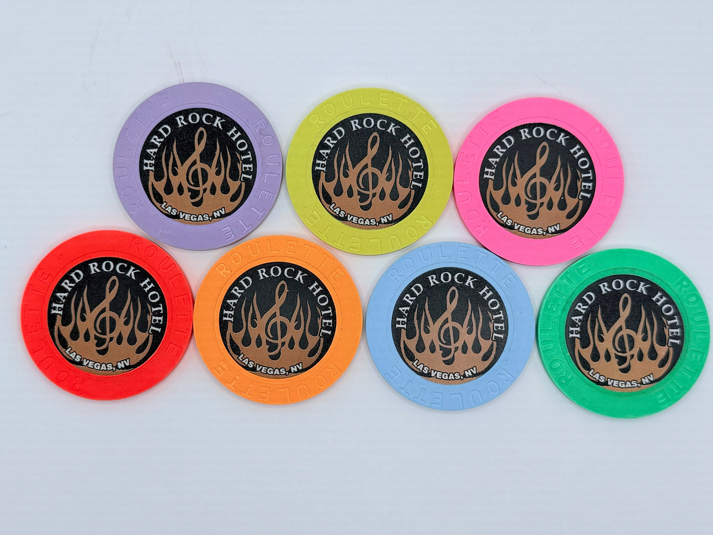 Hard Rock - Las Vegas Nevada 2000 'Set of 7 Roulette Chips ' Series 205 Roulette Casino Chip V6452