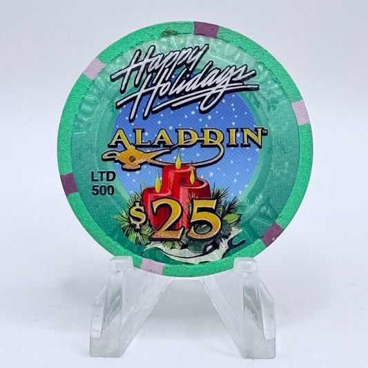 Aladdin Resort & Casino Las Vegas Nevada 2001 'Happy Holidays' LE $25 Casino Chip V7820