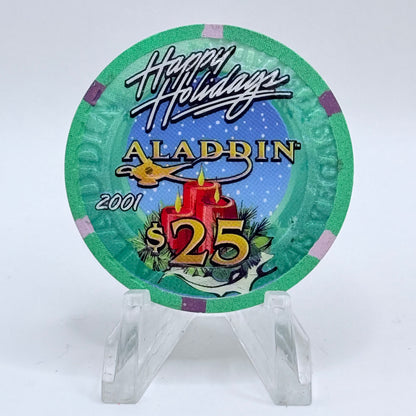 Aladdin Resort & Casino Las Vegas Nevada 2001 'Happy Holidays' LE $25 Casino Chip V7820