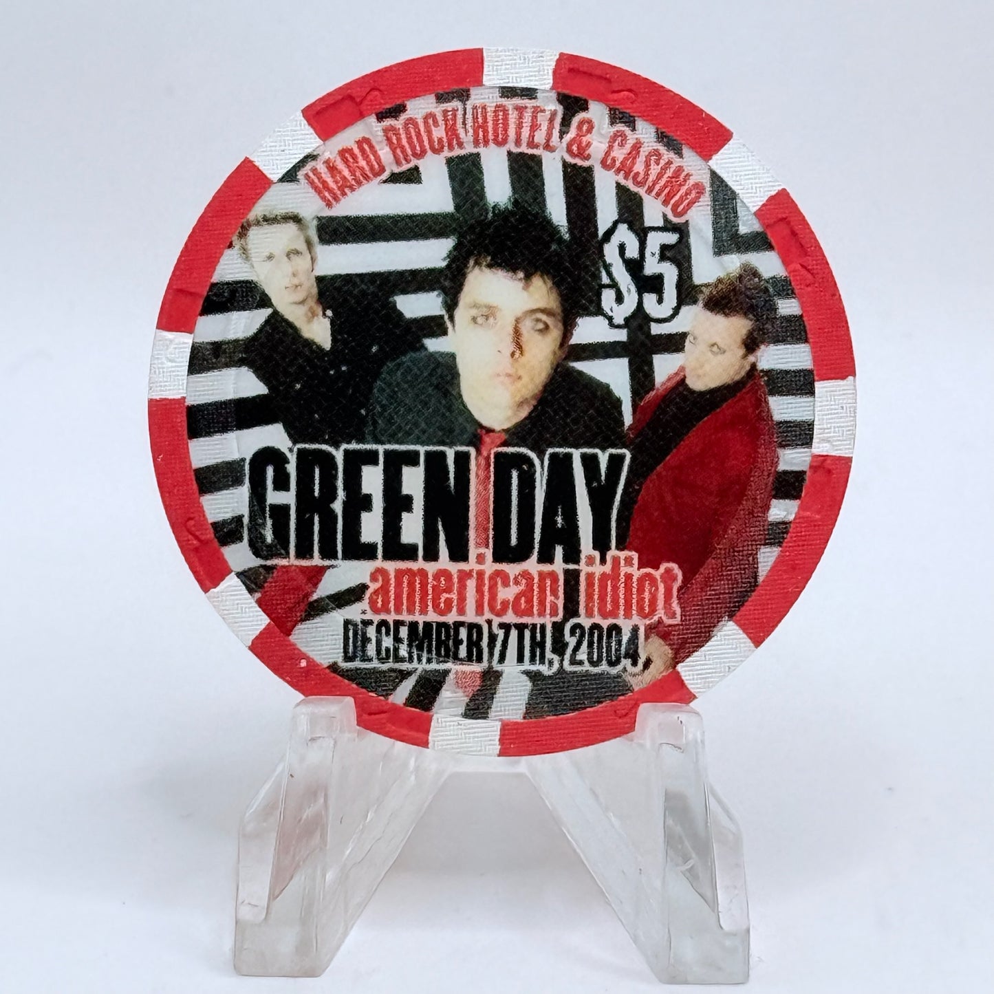 Hard Rock - Las Vegas Nevada 2004 'Green Day' LE $5 Casino Chip E4137