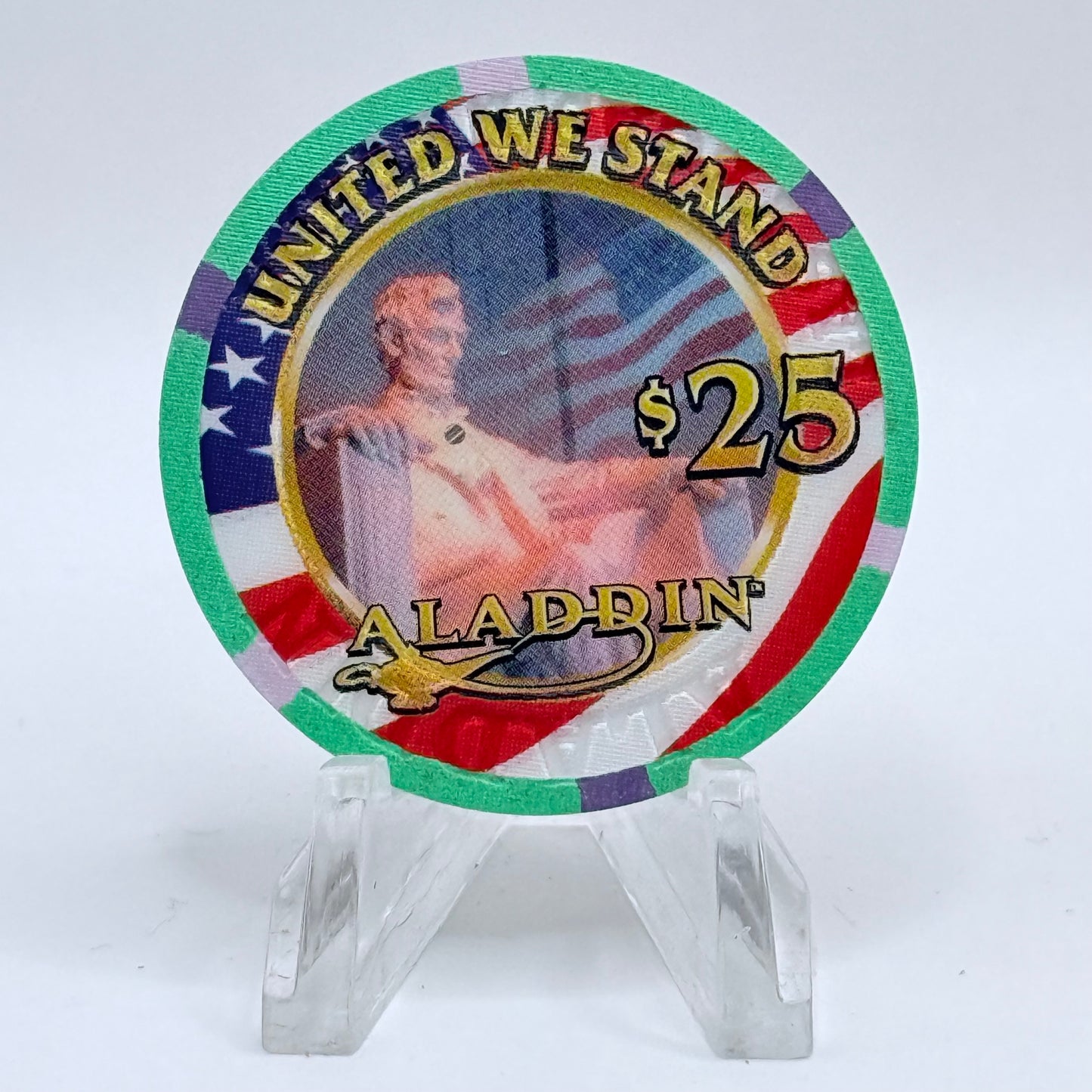 Aladdin Resort & Casino Las Vegas Nevada 2001 'United We Stand' LE $25 Casino Chip V7822
