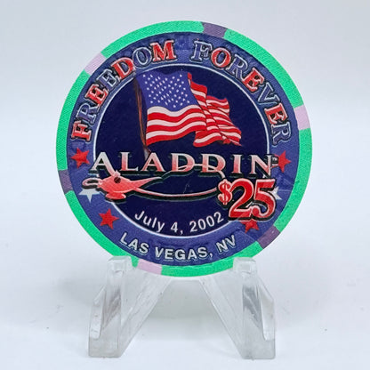 Aladdin Resort & Casino Las Vegas Nevada 2002 'Fourth of July' LE $25 Casino Chip E0022