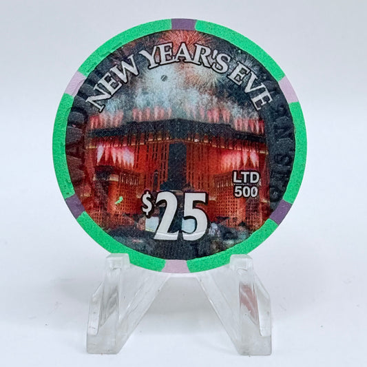 Aladdin Resort & Casino Las Vegas Nevada 2002 'Happy New Year' LE $25 Casino Chip V7821
