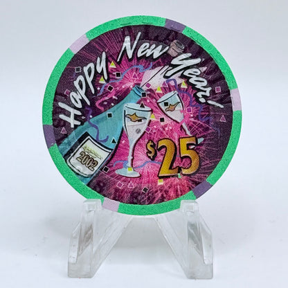 Aladdin Resort & Casino Las Vegas Nevada 2002 'Happy New Year' LE $25 Casino Chip V7821