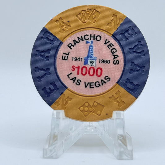 El Rancho Vegas Las Vegas Nevada 1992 LE $1000 Borland Chip N6143