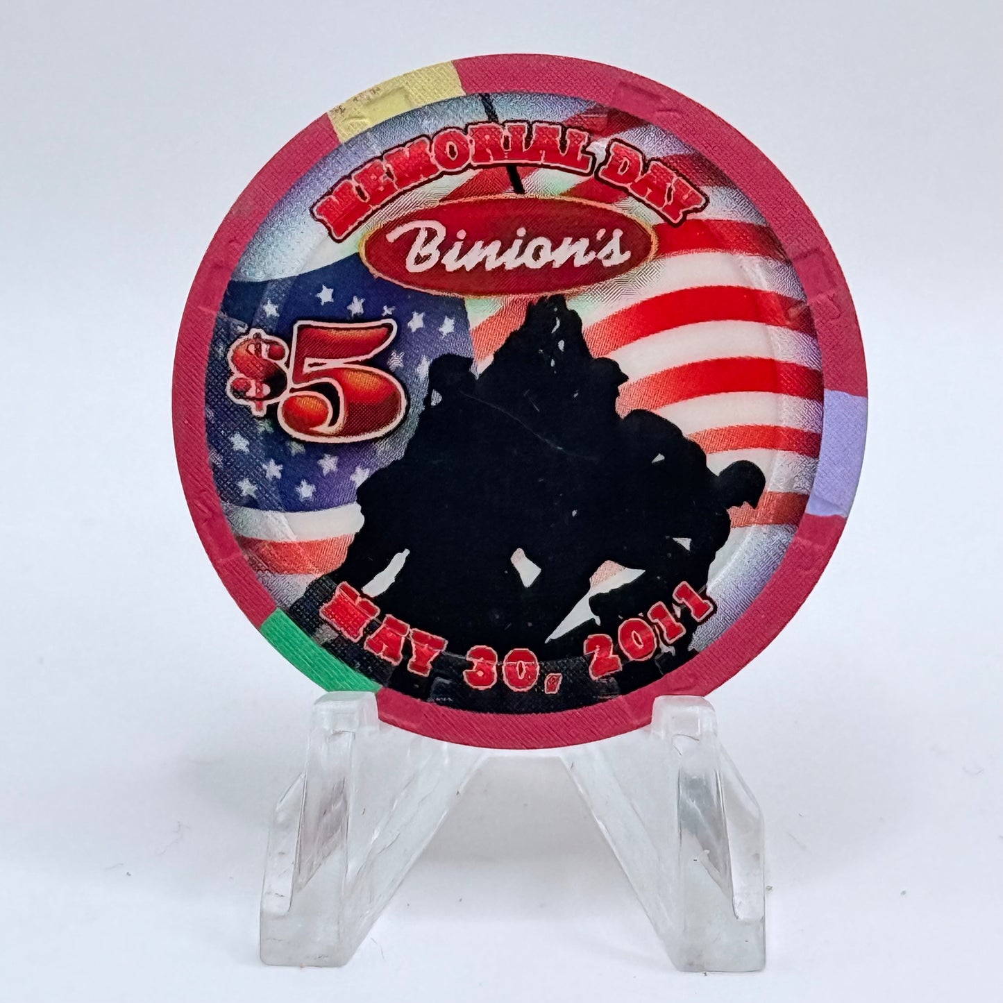 Binion's Gambling Hall Las Vegas Nevada 2011 'Memorial Day' LE $5 Casino Chip D0147