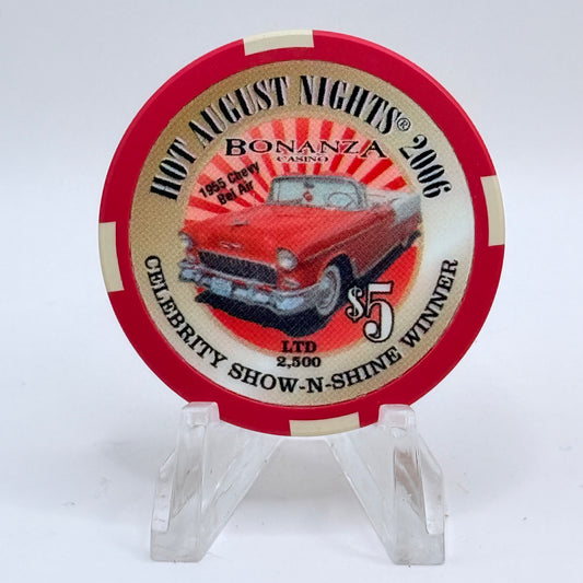 Bonanza Casino Reno Nevada 2006 'Hot August Nights - Chevy Bel Air' LE $5 Casino Chip E5573