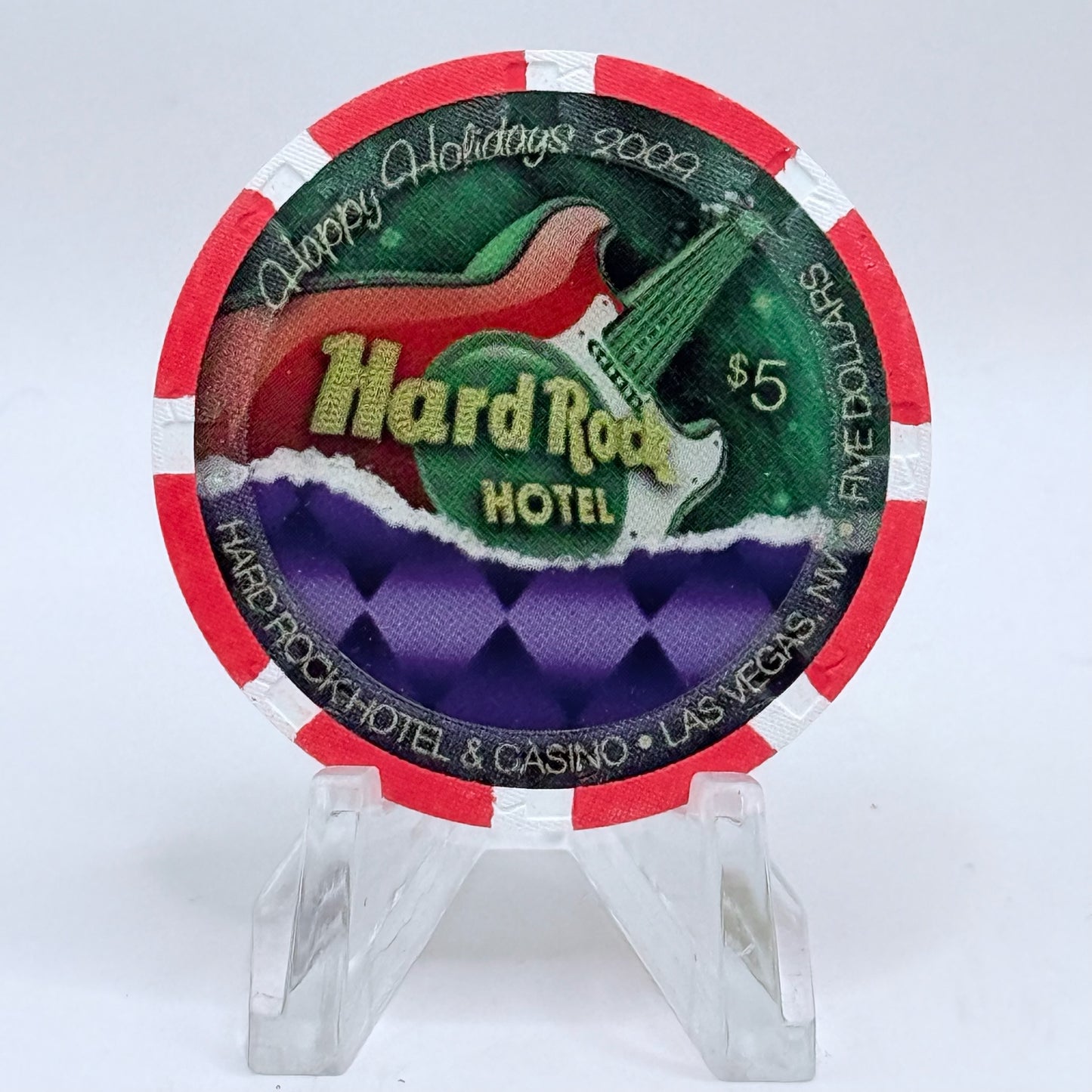 Hard Rock - Las Vegas Nevada 2009 'Christmas' LE $5 Casino Chip E9179