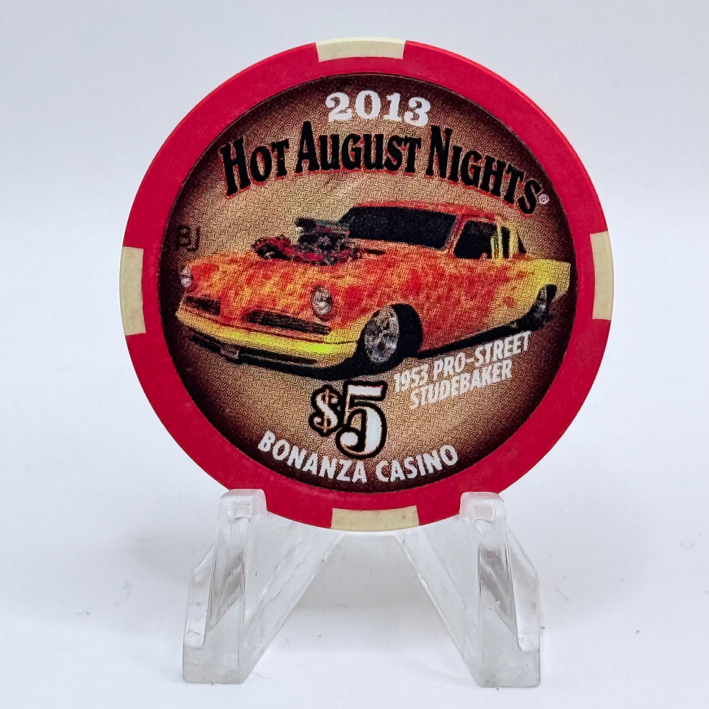 Bonanza Casino Reno Nevada 2013 'Hot August Nights - Pro-street Studebaker' LE $5 Casino Chip D1336
