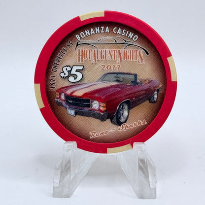 Bonanza Casino Reno Nevada 2017 'Hot August Nights - Chevelle Ss' LE $5 Casino Chip