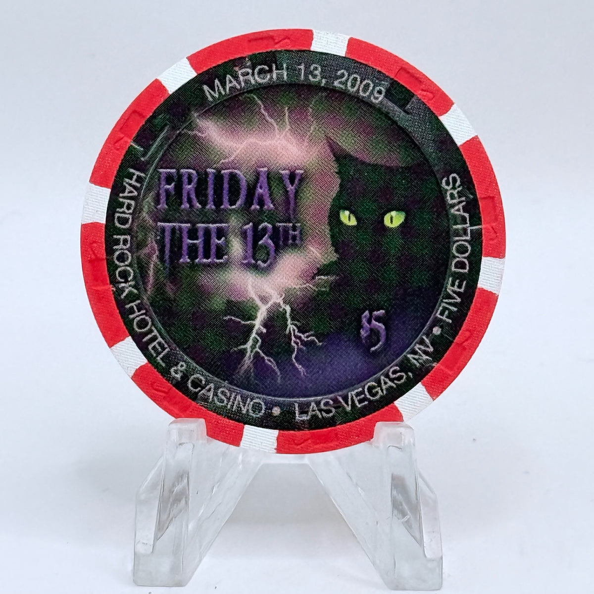 Hard Rock - Las Vegas Nevada 2009 'Friday The 13th' LE $5 Casino Chip E7451