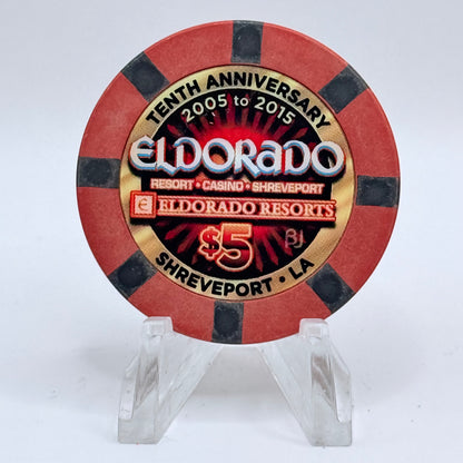 Eldorado Shreveport Louisiana 2015 '10th Anniversary' LE $5 Casino Chip