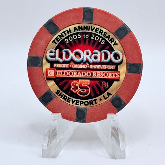 Eldorado Shreveport Louisiana 2015 '10th Anniversary' LE $5 Casino Chip