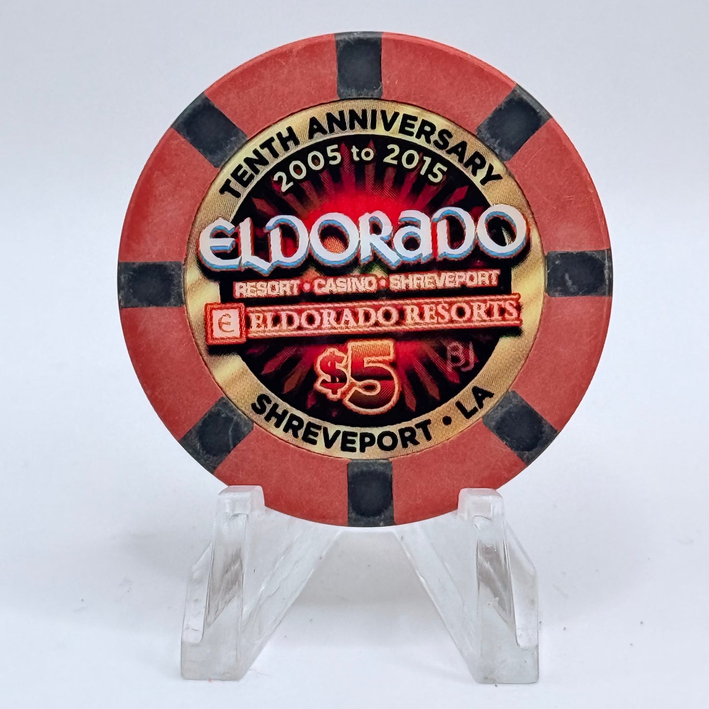 Eldorado Shreveport Louisiana 2015 '10th Anniversary' LE $5 Casino Chip